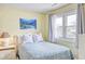 Cozy bedroom with wicker headboard, coastal artwork, and natural light at 328 S Waccamaw Dr., Garden City Beach, SC 29576