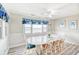 Coastal dining room with seating for eight and large window with ocean view at 328 S Waccamaw Dr., Garden City Beach, SC 29576
