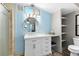 Bathroom features vanity, mirror, and a walk-in shower at 6001-Mh107 S Kings Hwy., Myrtle Beach, SC 29575