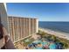 Aerial view showcasing the resort, pool, and beach at 100 North Beach Blvd. # 1819, North Myrtle Beach, SC 29582