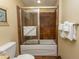 Clean bathroom with tub/shower combo and brown tile at 100 North Beach Blvd. # 1819, North Myrtle Beach, SC 29582