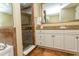 Bathroom with walk in shower, granite countertop and tiled floor at 100 North Beach Blvd. # 1819, North Myrtle Beach, SC 29582