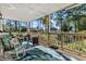 Enjoy lounging on this covered patio that includes outdoor seating and a gated view of the outdoors at 3015 Old Bryan Dr. # 13-1, Myrtle Beach, SC 29577