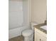 Clean bathroom with tub, toilet and granite vanity at 110 Hallandale Lane # Right, Murrells Inlet, SC 29576