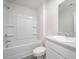 Bathroom featuring a shower-tub combo, single sink vanity and modern fixtures at 244 Ashworth Dr., Tabor City, NC 28463
