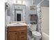 Clean bathroom with shower/tub combo and wood vanity at 5905 South Kings Hwy. # A450, Myrtle Beach, SC 29575