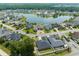 Aerial view of homes surrounding a lake, showcasing the community and landscaping at 289 Waterfall Circle, Little River, SC 29566