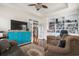 Comfortable living room with a custom built-in bookshelf at 621 Elgin Ct., Myrtle Beach, SC 29579