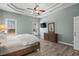Bright main bedroom offering vinyl floors, modern ceiling fan, and tranquil atmosphere at 621 Elgin Ct., Myrtle Beach, SC 29579