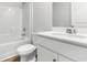 Modern bathroom with a white vanity, quartz countertop, and a shower-tub combination at 1126 Cherrystone Loop, Conway, SC 29526