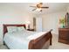 Bright bedroom with queen bed, ceiling fan, ensuite door and closet door at 206 Mossy Stone Ct. # 1605, Murrells Inlet, SC 29576