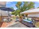 Wooden deck with table, chairs, and bench seating at 1412 Hemingway St., Myrtle Beach, SC 29577