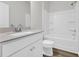 Bright bathroom featuring a white vanity with a granite countertop and a shower-tub combo at 389 Sun Colony Blvd., Longs, SC 29568