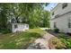 Lush backyard showing a storage shed and ample space surrounded by mature trees and landscaping at 244 George Washington Trail, Georgetown, SC 29440