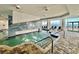 Indoor pool with beautiful tiled waterfall and ocean view at 107 S Ocean Blvd. # 808, Myrtle Beach, SC 29577