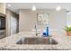 Kitchen sink with granite countertop, stainless steel appliances, and pendant lighting at 263 Red Maple Loop, Longs, SC 29568