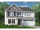 Two-story home with white and gray siding, shutters, a covered porch, and an attached two-car garage at 5024 Cambria Ct., Little River, SC 29566