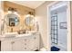 Double vanity bathroom with modern farmhouse style at 752 Kittiwake Ln., Murrells Inlet, SC 29576