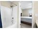 Bathroom with shower/tub combo and view into the bedroom at 4659 East Walkerton Rd., Myrtle Beach, SC 29579
