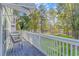 Outdoor back deck, with chairs and table, overlooking the manicured lawn and wooded area at 136 Kenzgar Dr., Myrtle Beach, SC 29588