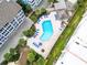 Overhead view of the outdoor pool showcasing its size, layout, sunbathing area, and proximity to complex at 9581 Shore Dr. # 132, Myrtle Beach, SC 29572