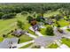 Aerial view showcasing the home's location on the golf course and in a Gathering-friendly cul-de-sac neighborhood at 428 Meadow View Ct., Longs, SC 29568