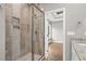 Modern bathroom features a glass shower and granite countertops at 428 Meadow View Ct., Longs, SC 29568
