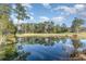 Scenic view of a pond reflecting the blue sky and surrounding trees, creating a peaceful backdrop at 603 Bucks Trail, Longs, SC 29568