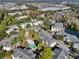 Scenic aerial view of a residential community with mature trees and landscaping, showcasing the pool and surrounding complexes at 601 Hillside Dr. N # 4133, North Myrtle Beach, SC 29582
