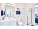 Bright bathroom with a shower and vanity, next to the nautical bedroom at 601 Hillside Dr. N # 4133, North Myrtle Beach, SC 29582