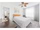 Bright bedroom with a ceiling fan and a connecting bathroom provides ultimate comfort at 656 Pistoia Ln. # 304, Myrtle Beach, SC 29579