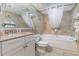 Bathroom featuring granite vanity, soaking tub and tiled shower at 2301 S Ocean Blvd. # 1408, North Myrtle Beach, SC 29582