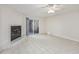 Living room with fireplace and access to backyard patio at 6703 Jefferson Pl. # B2, Myrtle Beach, SC 29572