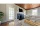 Inviting living room with a fireplace, wood ceiling, and stylish decor at 2110 4Th Ave., Conway, SC 29527