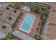 Top-down view of pool, including lounge chairs and manicured landscaping at 6803 N Ocean Blvd. # 210, Myrtle Beach, SC 29572