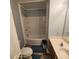 Clean bathroom with a shower/tub combo and double vanity at 354 George Washington Trail, Georgetown, SC 29440