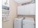 Bright laundry room with washer, dryer, and white cabinets at 830 San Marco Ct. # C, Myrtle Beach, SC 29579