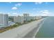Coastal aerial view of the condo buildings and beach, highlighting the oceanfront location at 9820 Queensway Blvd. # 1501, Myrtle Beach, SC 29572