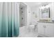 Bright bathroom featuring granite counters, coastal decor, and a tub/shower combo at 9820 Queensway Blvd. # 1501, Myrtle Beach, SC 29572