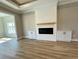 Living area with an electric fireplace flanked by built-in cabinets at 217 Shady Pines Ct., Conway, SC 29527