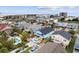 Aerial view of the home, dipping pool, and neighborhood close to the ocean at 6205 Nixon St., North Myrtle Beach, SC 29582