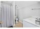 Practical bathroom featuring a shower with curtain, toilet, and vanity, perfect for everyday use at 305 Duel Ct., Myrtle Beach, SC 29588