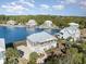 Aerial view of lakeside homes and community showcasing the waterfront lifestyle at 76 Eagle Pass Dr., Murrells Inlet, SC 29576