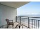 This inviting balcony features comfortable seating and a beautiful ocean view, ideal for unwinding at 504 N Ocean Blvd. # 1607 A & B, Myrtle Beach, SC 29577