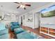 Open living room with sectional sofa and flat-screen TV at 597 Blue River Ct. # 2F, Myrtle Beach, SC 29579
