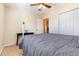 Carpeted bedroom with a ceiling fan and views into the hallway and closet at 1133 Spalding Ct., Surfside Beach, SC 29575