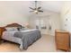 Comfortable main bedroom featuring a vaulted ceiling, ceiling fan and a bay window at 1133 Spalding Ct., Surfside Beach, SC 29575