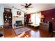 Living room features a fireplace and hardwood floors at 2780 Oak St., Conway, SC 29526