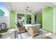 Covered patio features comfortable seating and a ceiling fan for relaxation and outdoor living at 3126 White Jasmine Dr., Little River, SC 29566