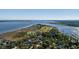 Aerial view showcasing the Georgetown coastline and waterfront properties at 74 Brandy Ln., Georgetown, SC 29440